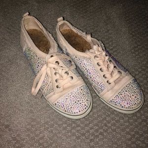 Light peach rhinestone converse